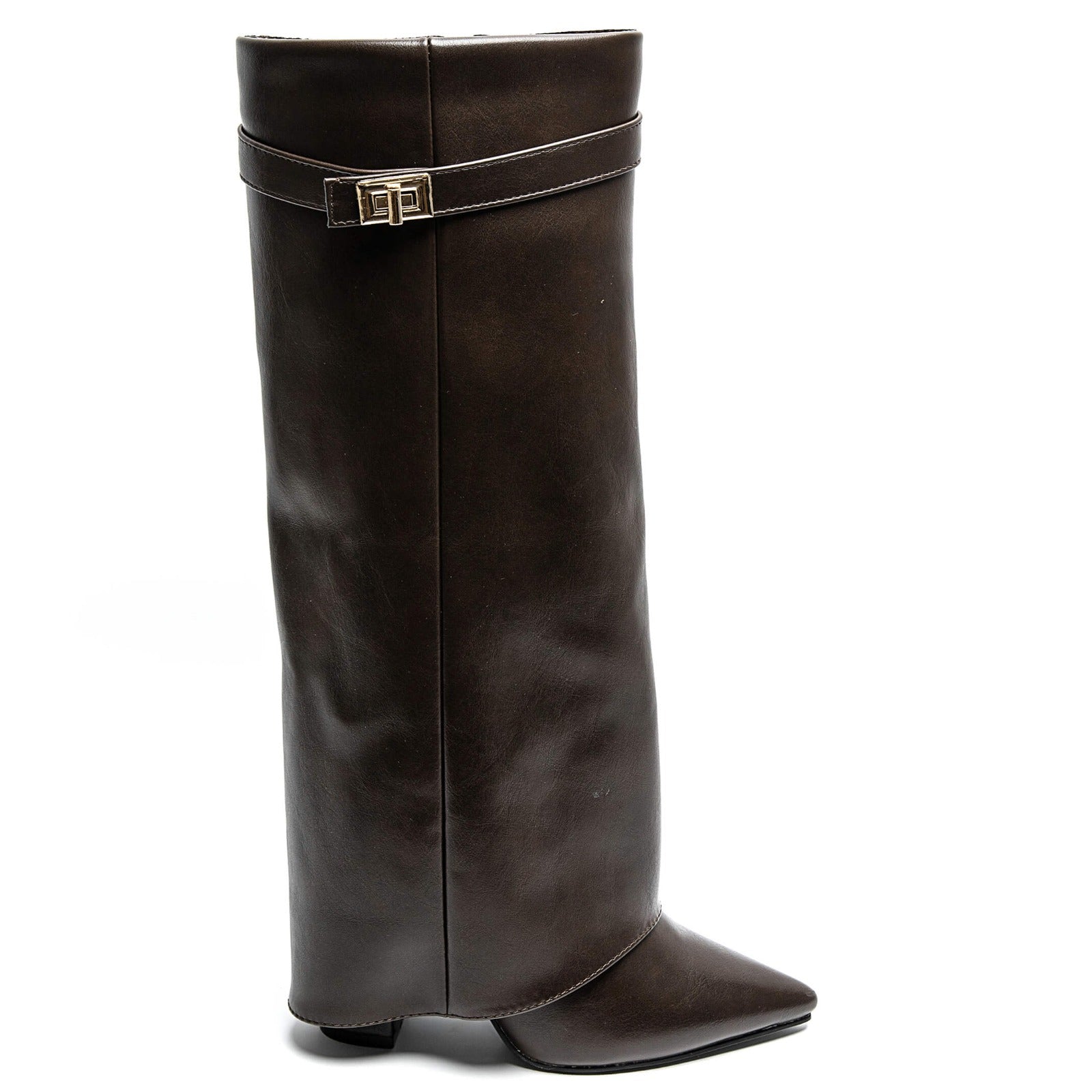 Damen Absatzstiefel Elegantes PU-Leder Blockabsatz