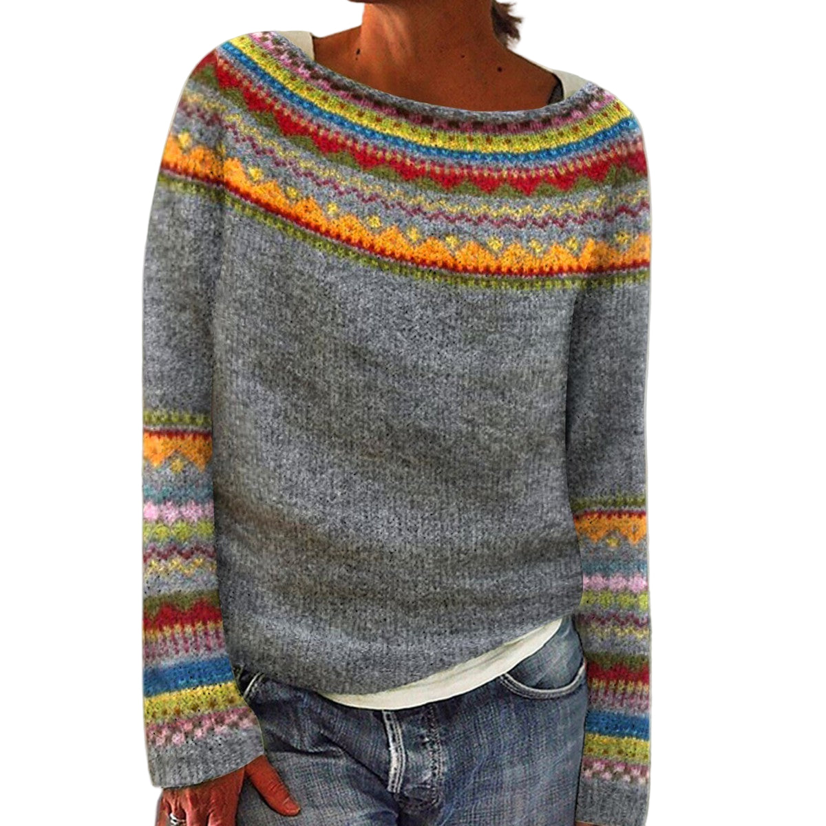 Damen Vintage Strickpullover mit Retro-Design
