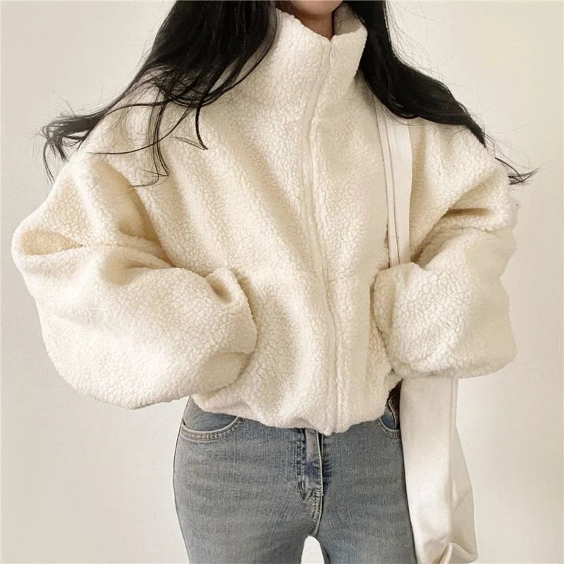 Damen Fleecejacke Oversized – Weiche und Warme Jacke mit Vordertaschen