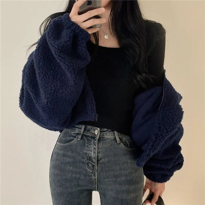 Damen Fleecejacke Oversized – Weiche und Warme Jacke mit Vordertaschen
