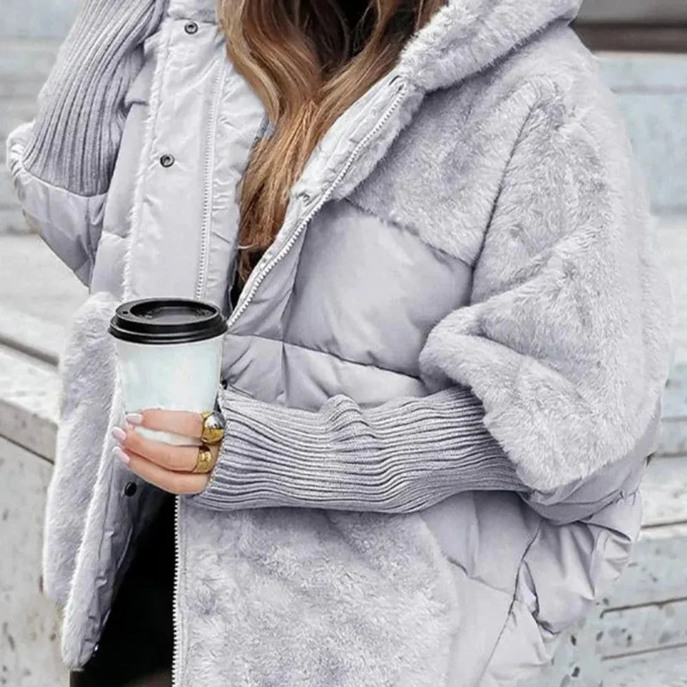CozyShell Übergröße Damen Pufferjacke – Warme Winterjacke mit Kapuze und dicker Füllung