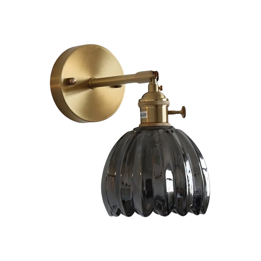 Vintage Messing Tulpen Glas Wandlampe 1-Licht