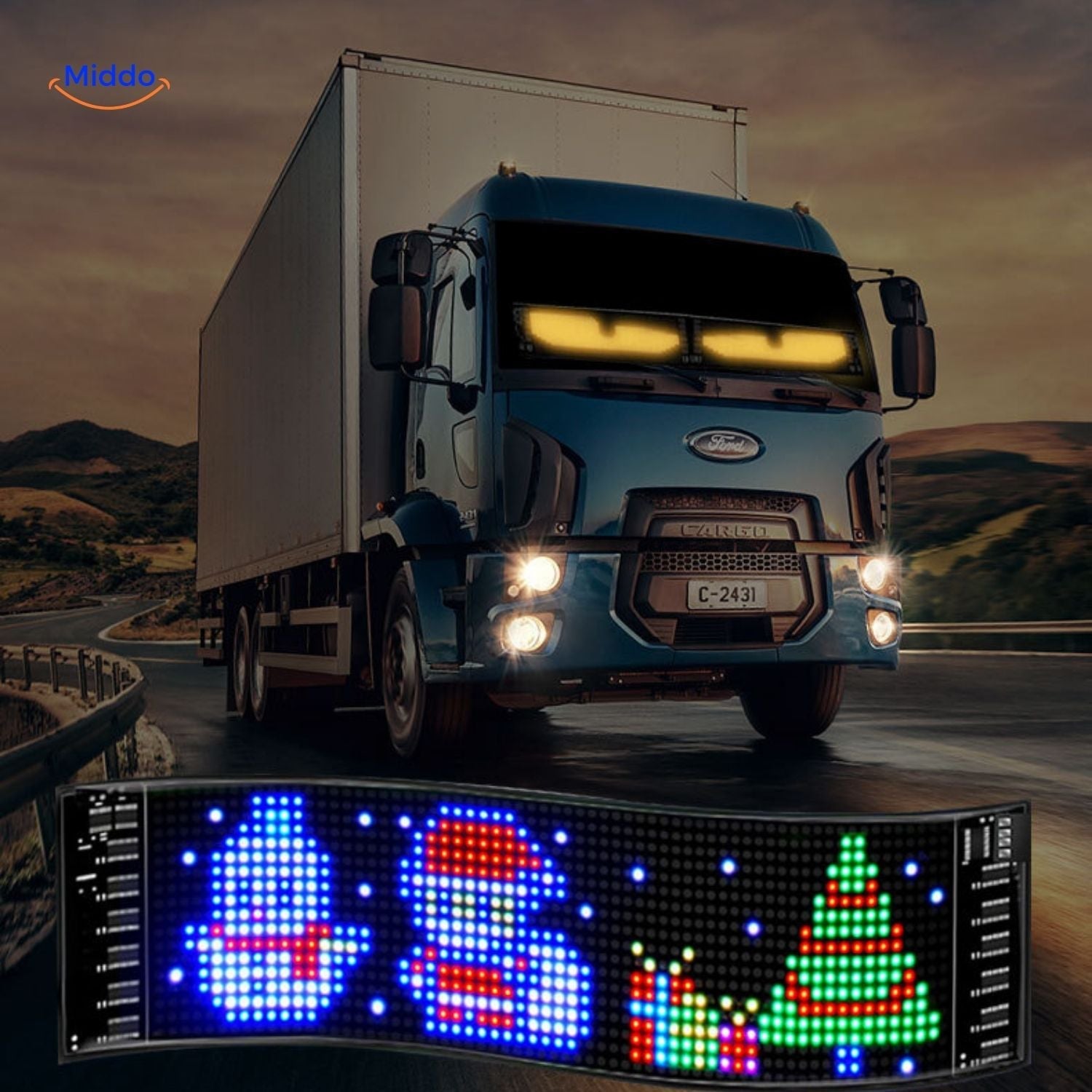 DriveVision LED-Display | Anpassbares Teufelsaugen-Design für Lkw und Auto