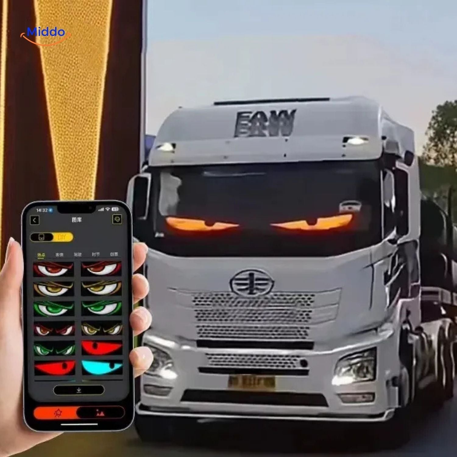 DriveVision LED-Display | Anpassbares Teufelsaugen-Design für Lkw und Auto
