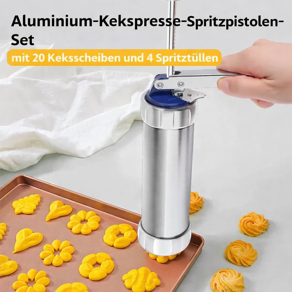 RVS Kekspresse 20 Formen und 4 Spritzdüsen für Perfekte Gleichmäßige Kekse