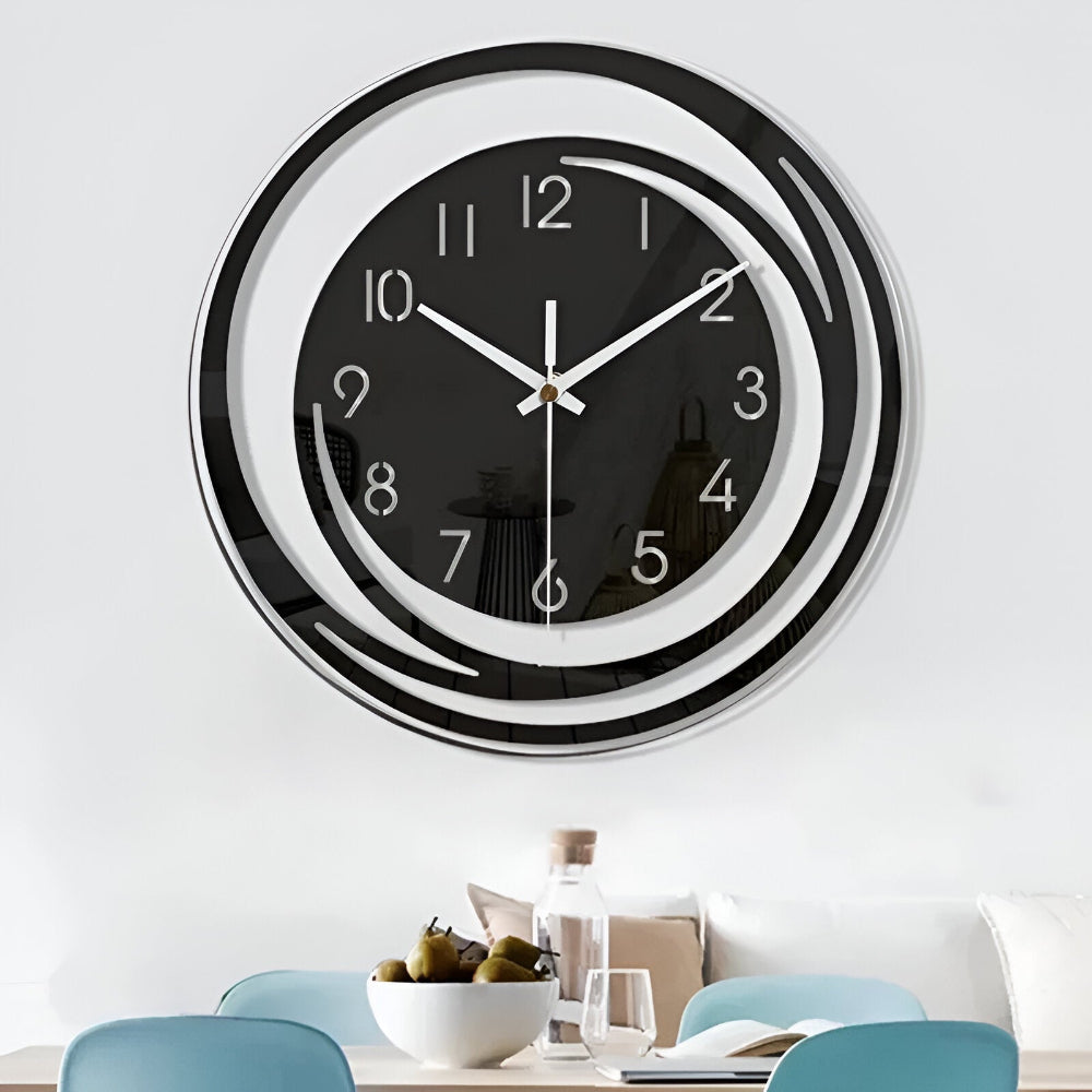 Sorana - Moderne Schwarze Acryl-Wanduhr im Skandinavischen Design 30 cm