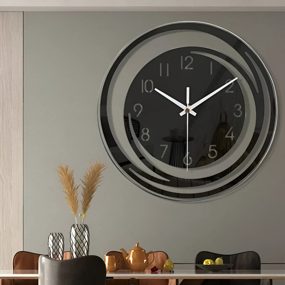 Sorana - Moderne Schwarze Acryl-Wanduhr im Skandinavischen Design 30 cm