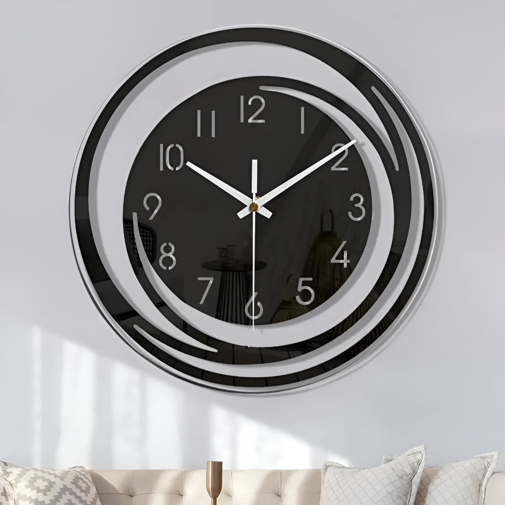 Sorana - Moderne Schwarze Acryl-Wanduhr im Skandinavischen Design 30 cm