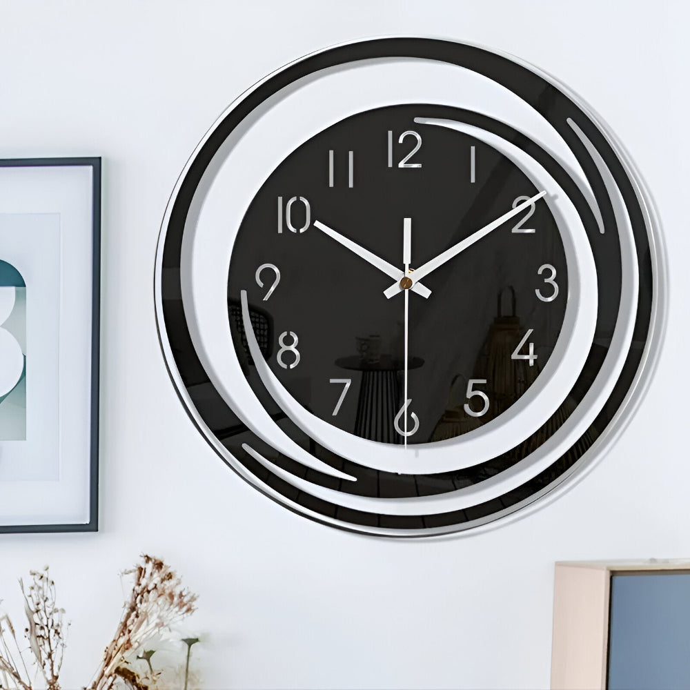 Sorana - Moderne Schwarze Acryl-Wanduhr im Skandinavischen Design 30 cm