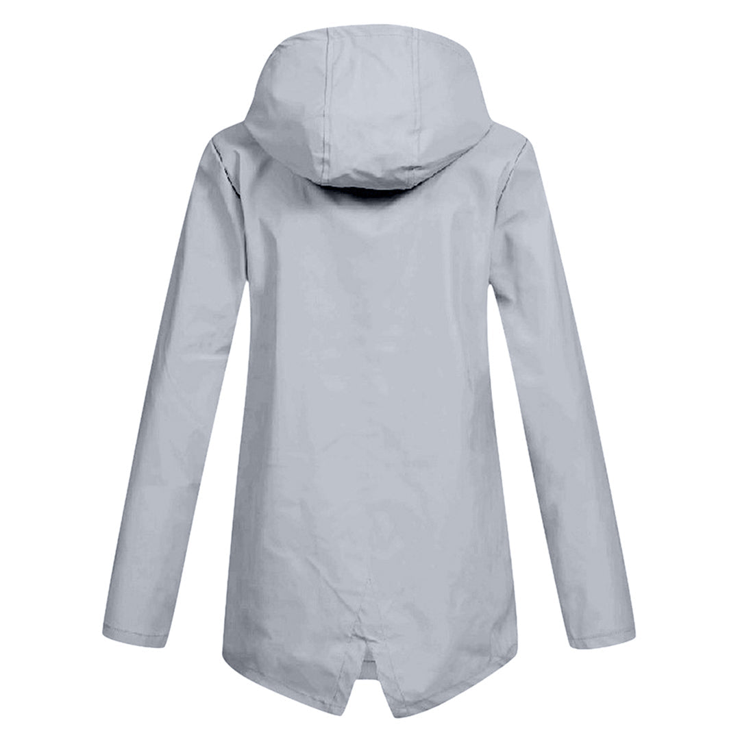 Lange Damen Regenjacke mit Kapuze – Wasserdichte Jacke für Regenwetter