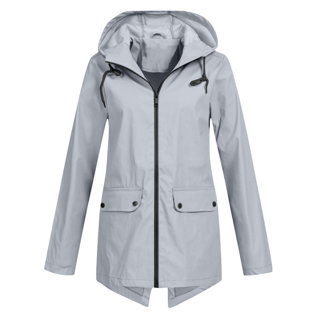 Lange Damen Regenjacke mit Kapuze – Wasserdichte Jacke für Regenwetter