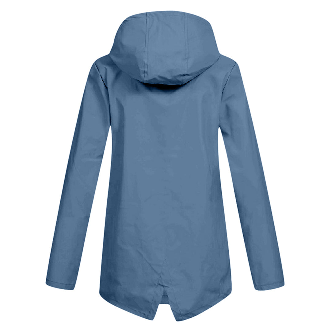 Lange Damen Regenjacke mit Kapuze – Wasserdichte Jacke für Regenwetter