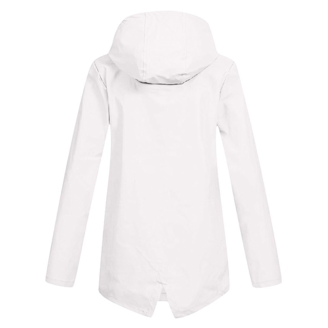 Lange Damen Regenjacke mit Kapuze – Wasserdichte Jacke für Regenwetter