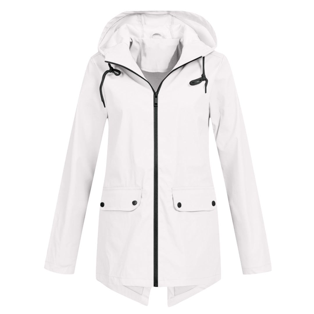 Lange Damen Regenjacke mit Kapuze – Wasserdichte Jacke für Regenwetter