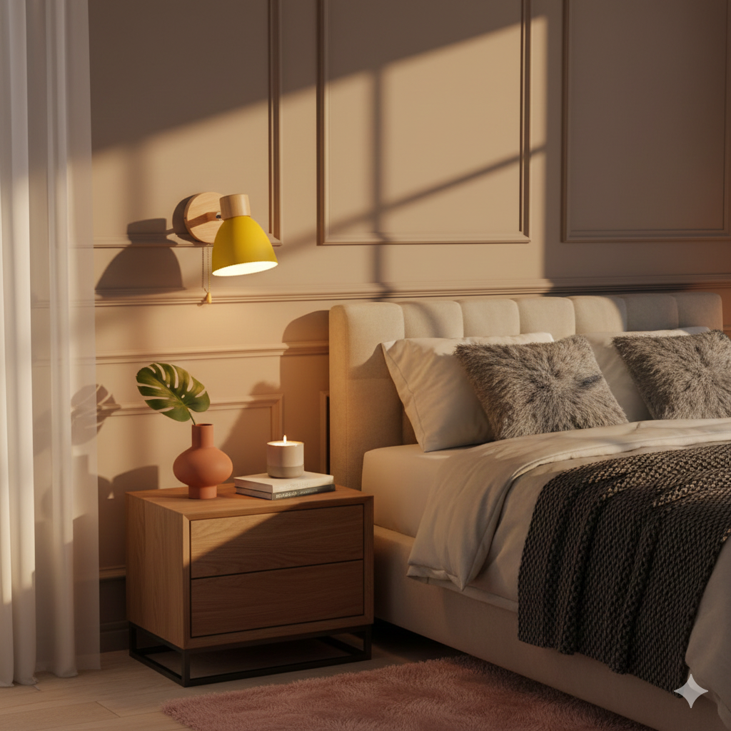 Moderner Minimalistischer Holzkonus LED Wandleuchte | 1-Lampe