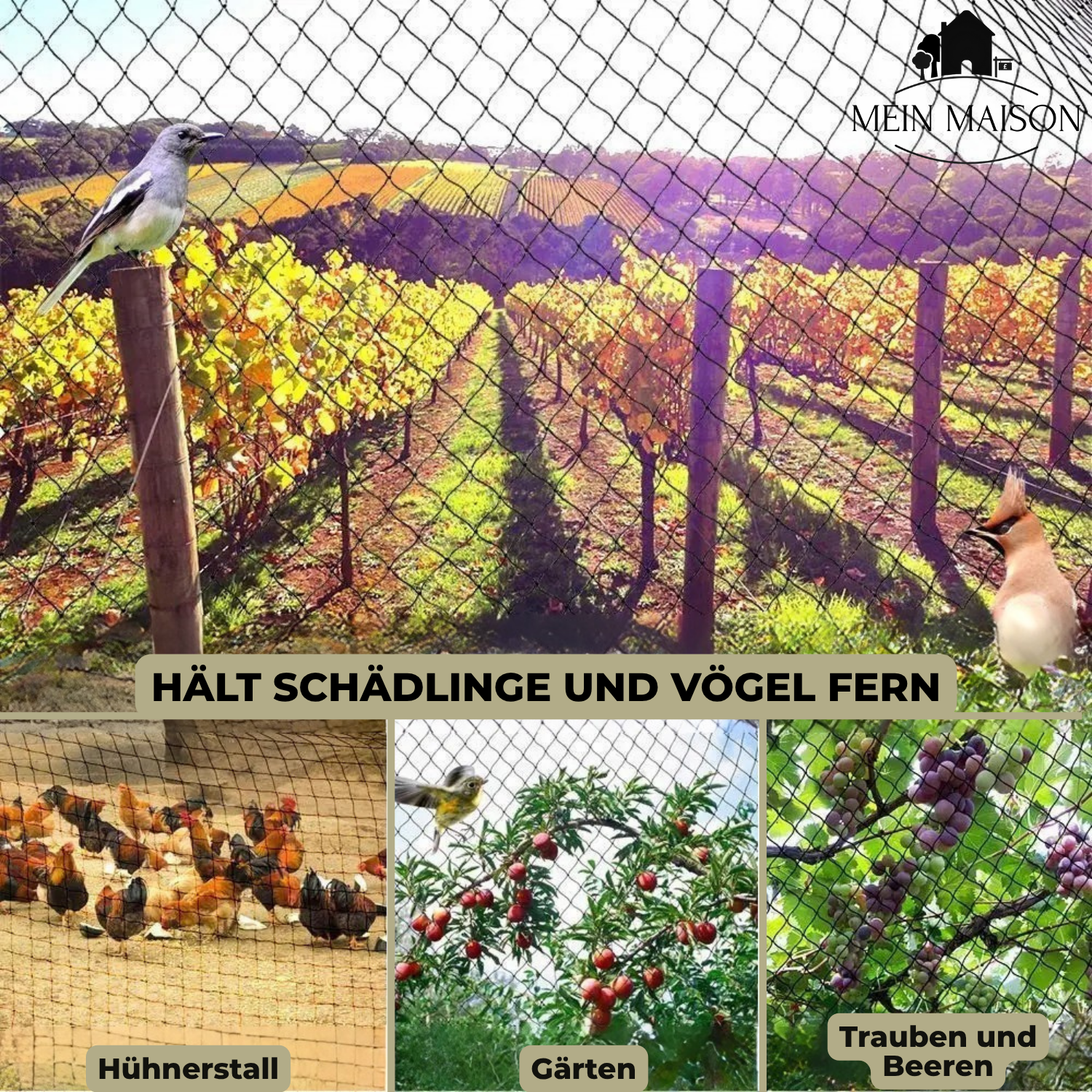 AgriNet Pro Gartennetz UV-beständig Rissfest Vielseitiger Pflanzenschutz Maßgeschneiderte Größen Verfügbar