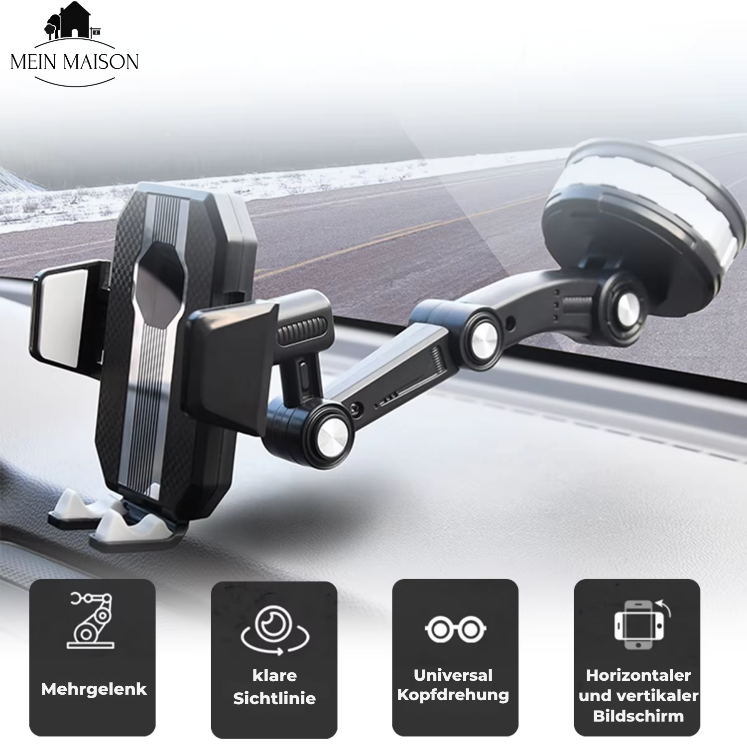 Auto GripTech Handyhalter mit Starker Saugnapf und 360° Rotation