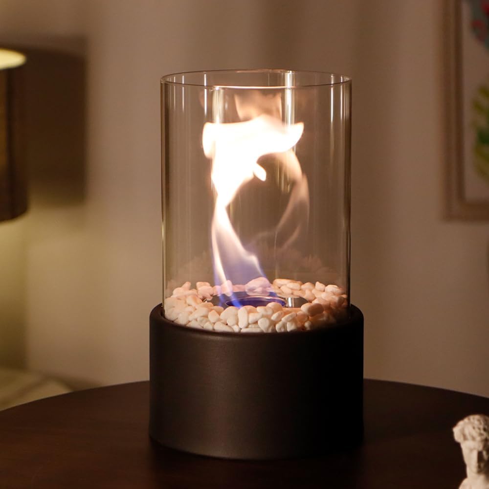 GlowEdge Rauchfreie Biofeuerstelle aus Glas für Tisch und Innenräume