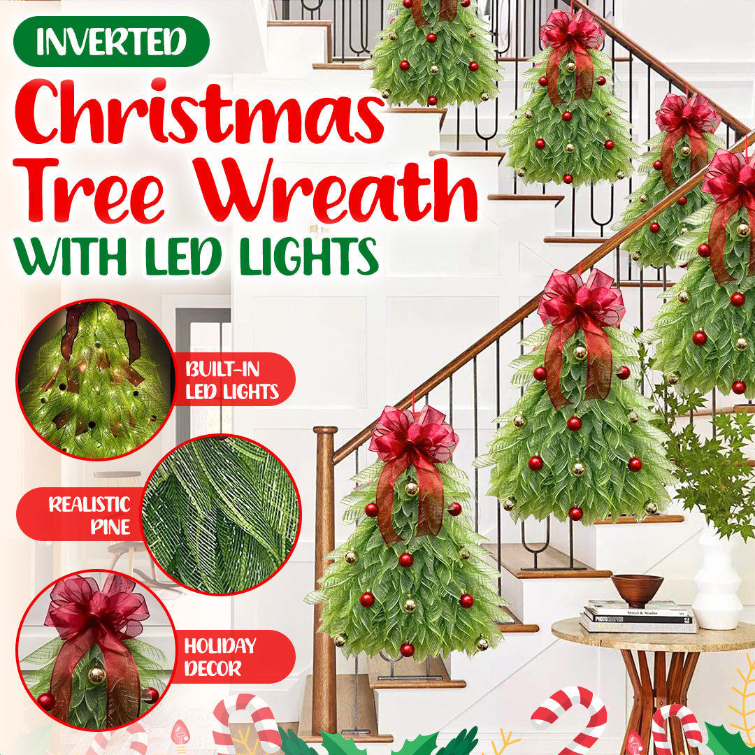 InverTree | Umgekehrter Weihnachtsbaum Kranz mit LED Beleuchtung Handgefertigte Festdekoration