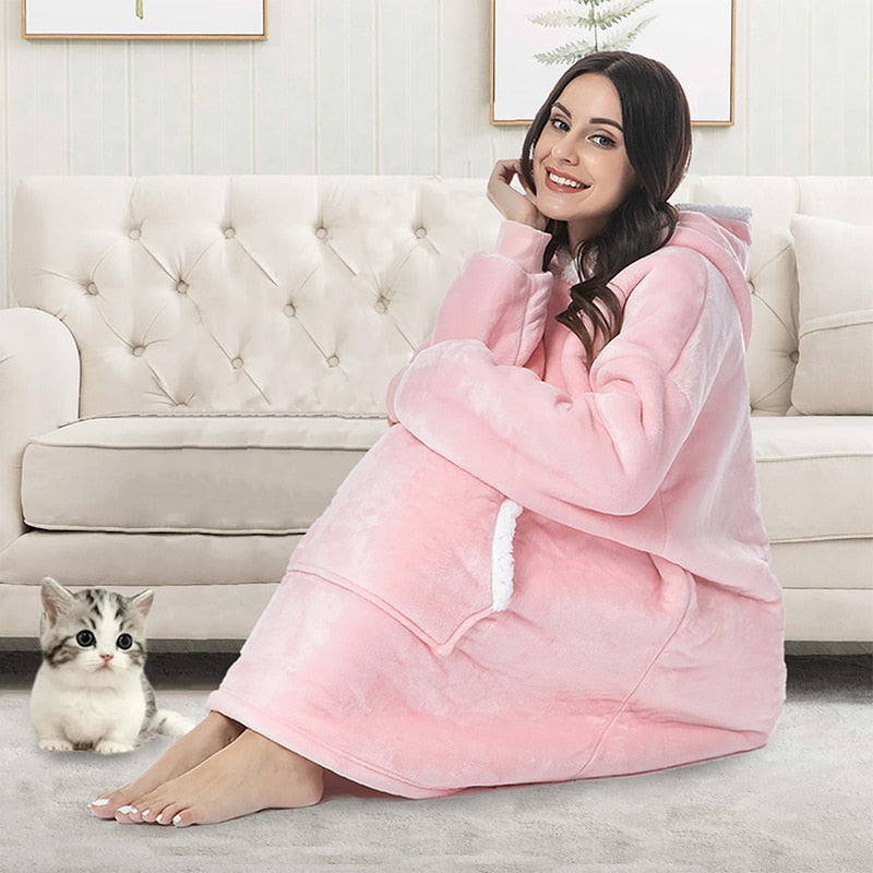 Ultraweiche Fleece- und Woll-Decke mit Kapuze für Komfort und Wärme zu Hause