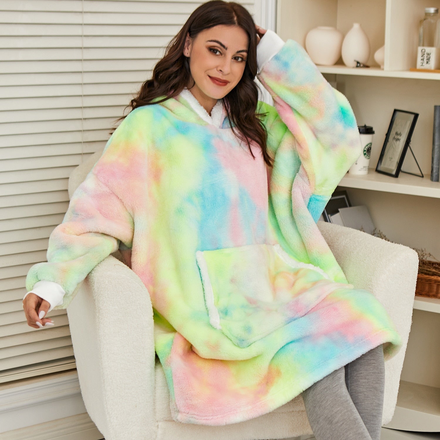 Ultraweiche Fleece- und Woll-Decke mit Kapuze für Komfort und Wärme zu Hause