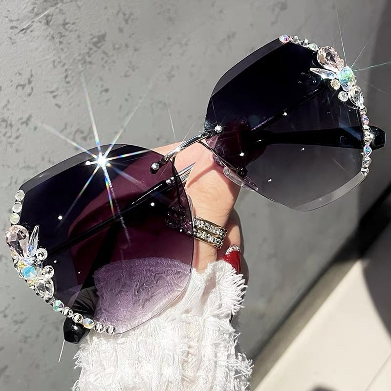 Rhinestone Sonnenbrille ohne Rahmen