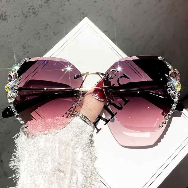 Rhinestone Sonnenbrille ohne Rahmen