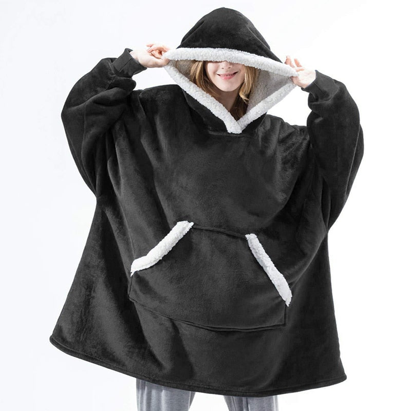 Ultraweiche Fleece- und Woll-Decke mit Kapuze für Komfort und Wärme zu Hause