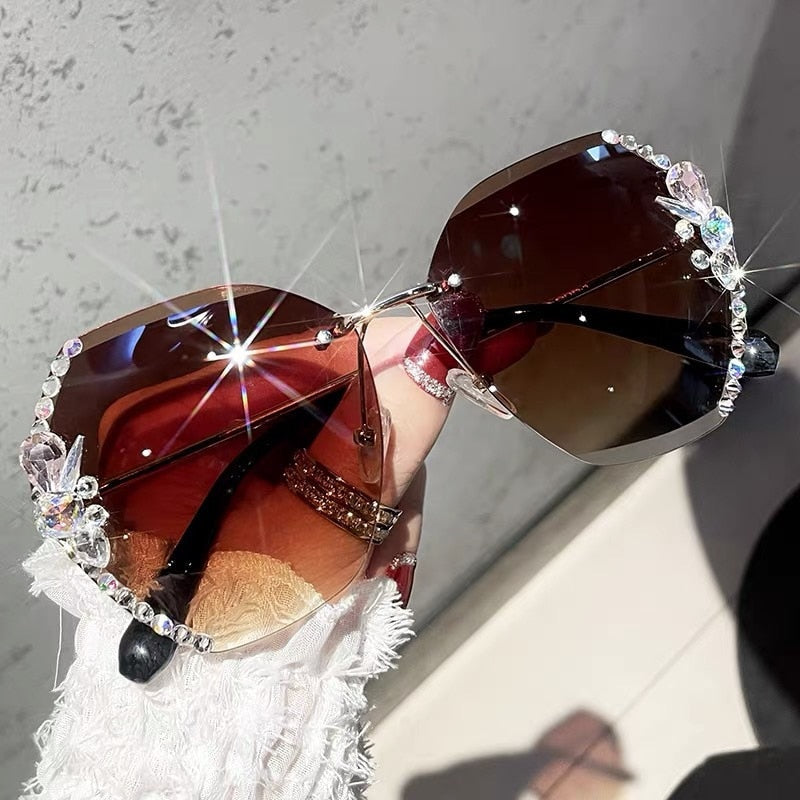 Rhinestone Sonnenbrille ohne Rahmen