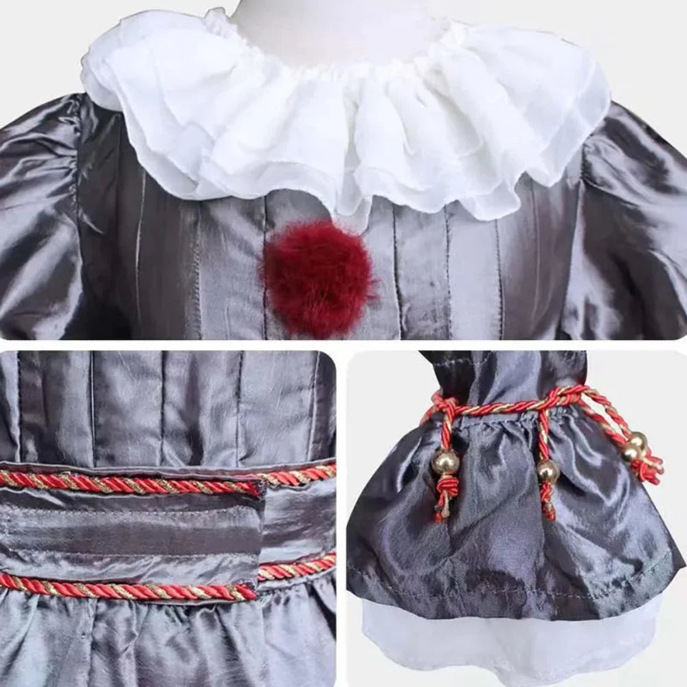Halloween Kinder Clown Kostüm Satin Chiffon Set