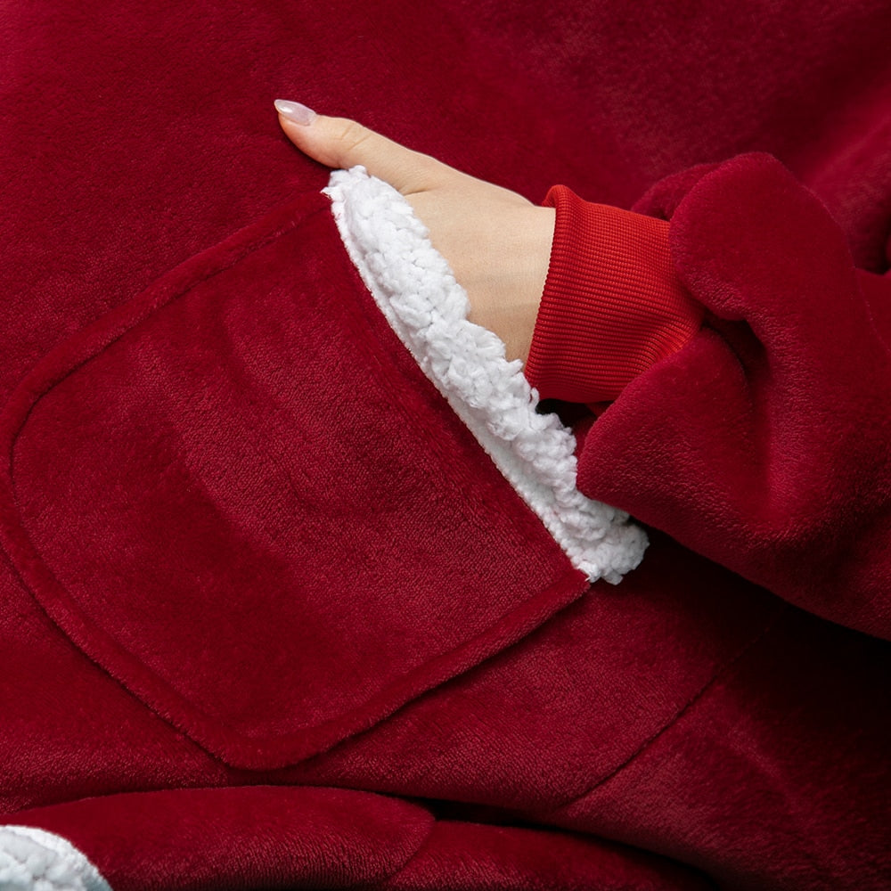 Ultraweiche Fleece- und Woll-Decke mit Kapuze für Komfort und Wärme zu Hause