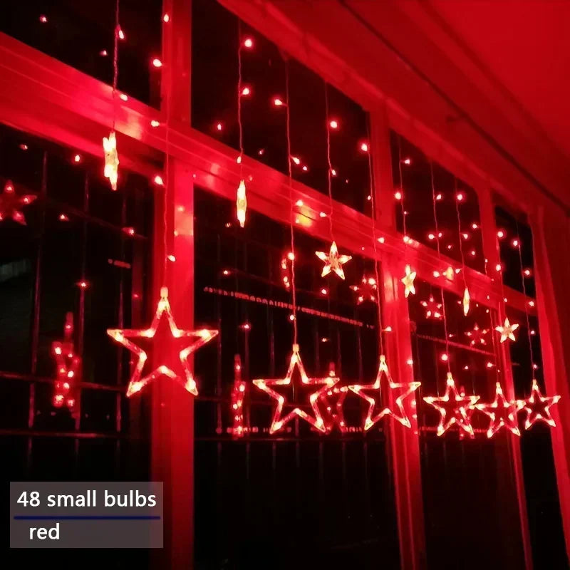 LED Weihnachtslichtervorhang mit Sternen – Warmweißes Licht
