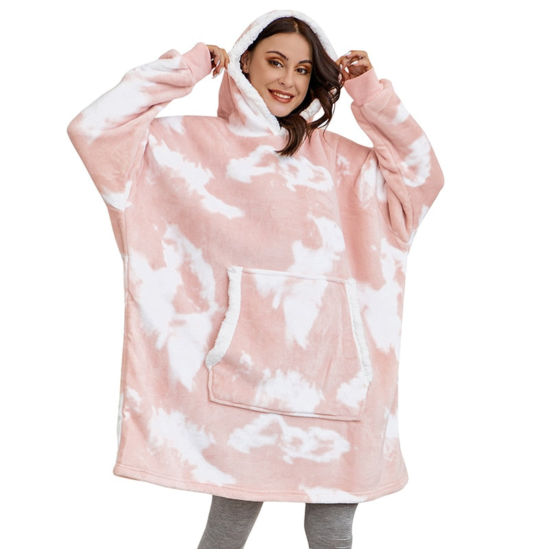 Ultraweiche Fleece- und Woll-Decke mit Kapuze für Komfort und Wärme zu Hause