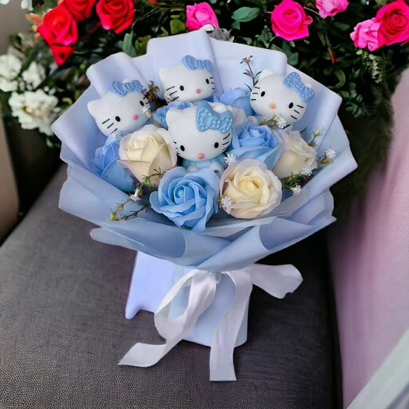 Bunte Synthetische Blumenstrauß Mit Hello Kitty Figuren Für Geschenke Und Dekoration