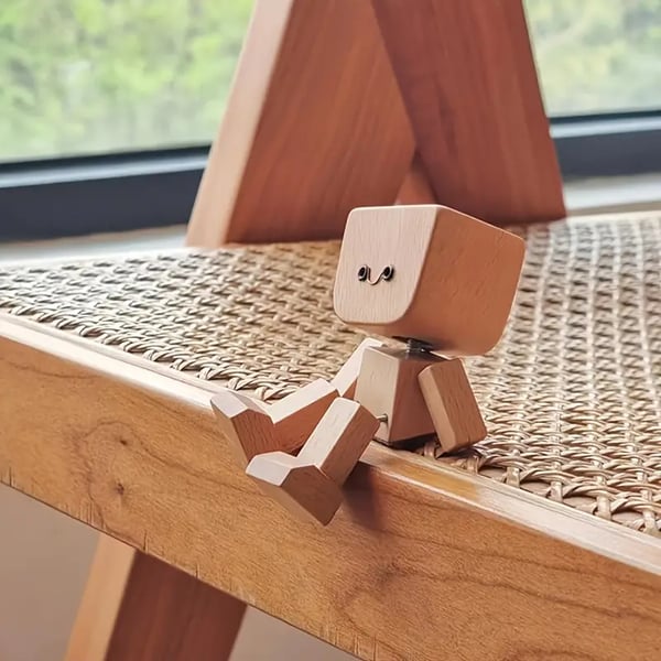 Holz-Dekorationsfigur mit Beweglicher Wippfunktion und Wechselbaren Gesichtern