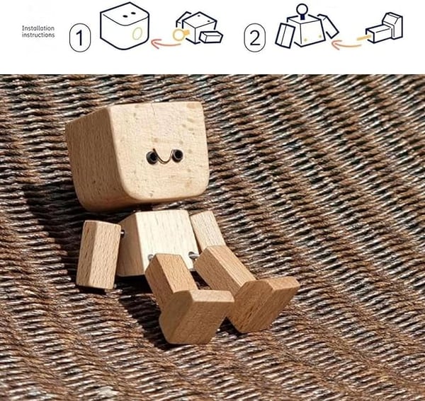 Holz-Dekorationsfigur mit Beweglicher Wippfunktion und Wechselbaren Gesichtern