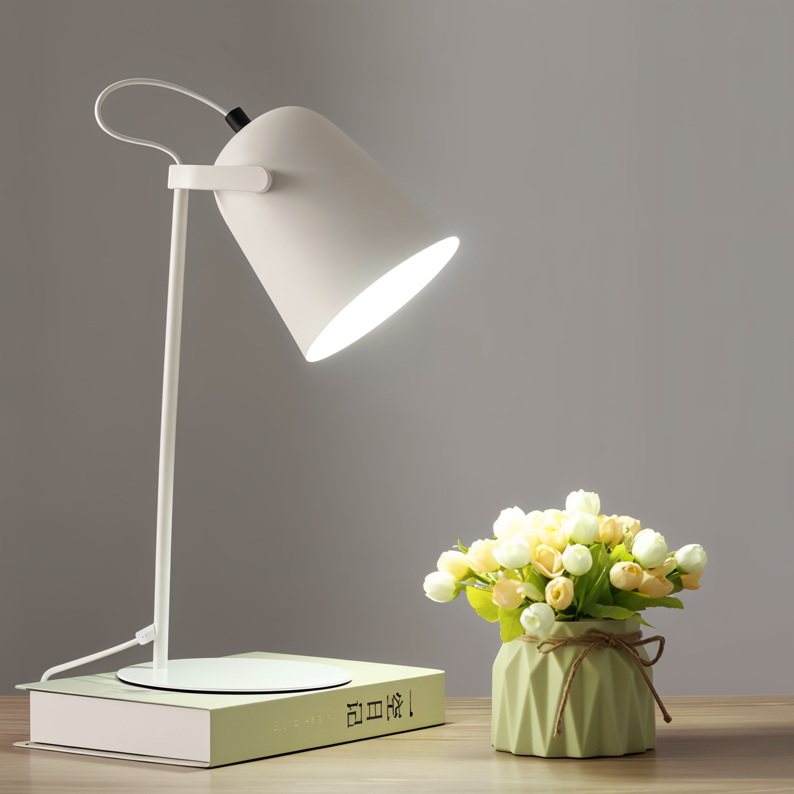 Frendorf | Macaron Tischlampe - Nordische gelbe Schreibtischlampe - Verstellbare Lampe