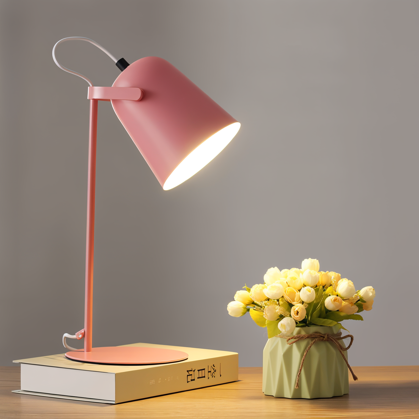 Frendorf | Macaron Tischlampe - Nordische gelbe Schreibtischlampe - Verstellbare Lampe