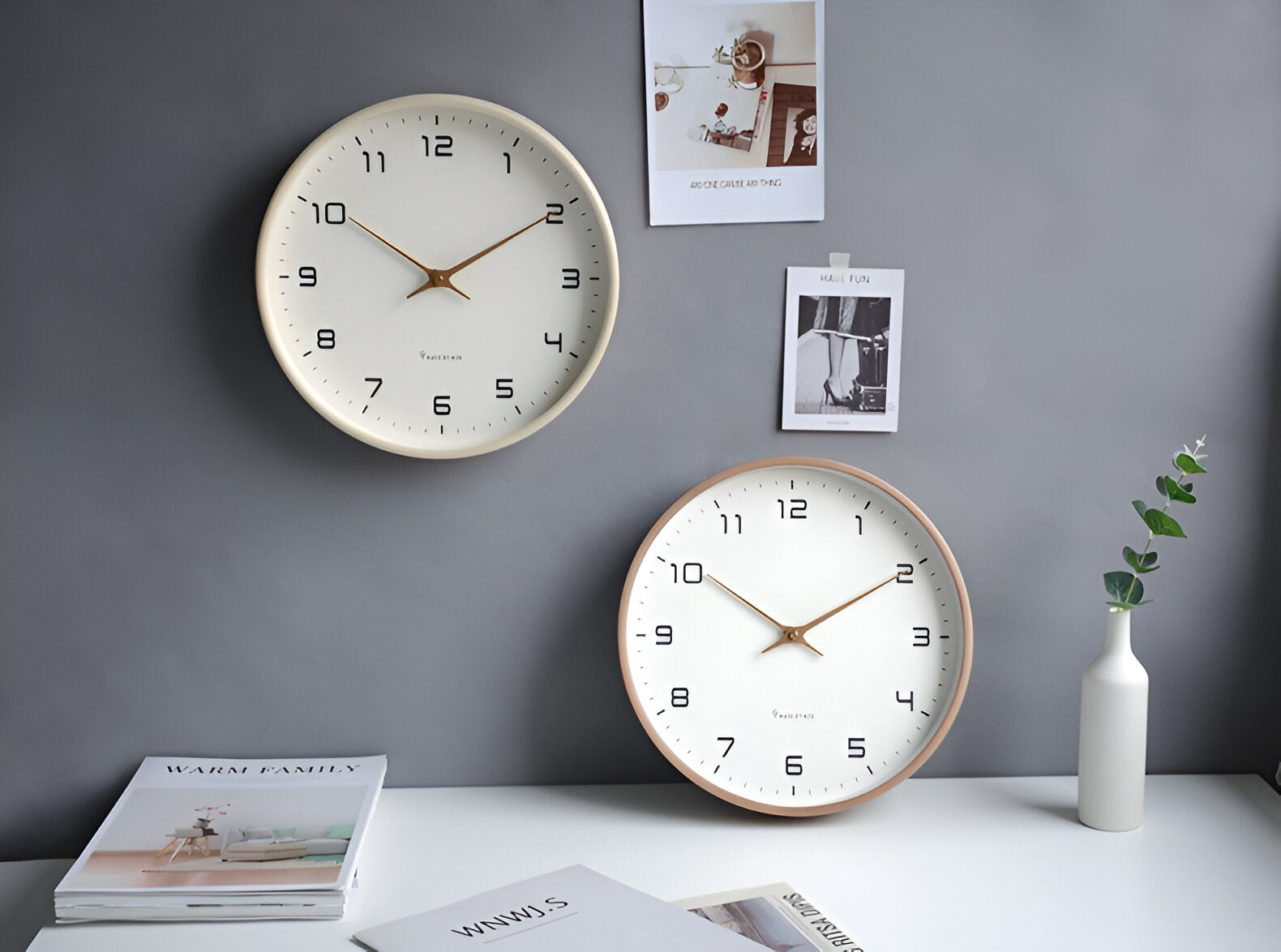 EleQuartz Runde Wanduhr – Skandinavische Uhr aus Holz | Minimalistisches Design für Wohnzimmer, Büro oder Küche