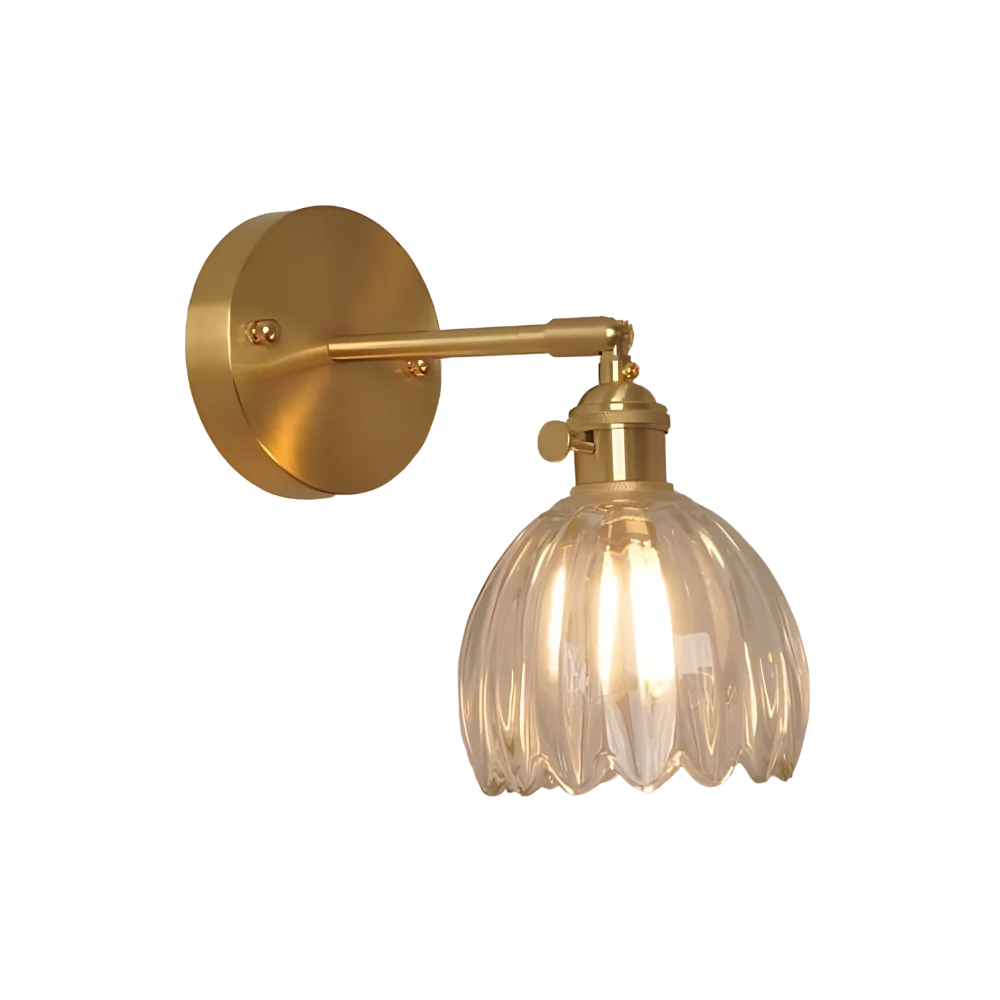 Vintage Messing Tulpen Glas Wandlampe 1-Licht