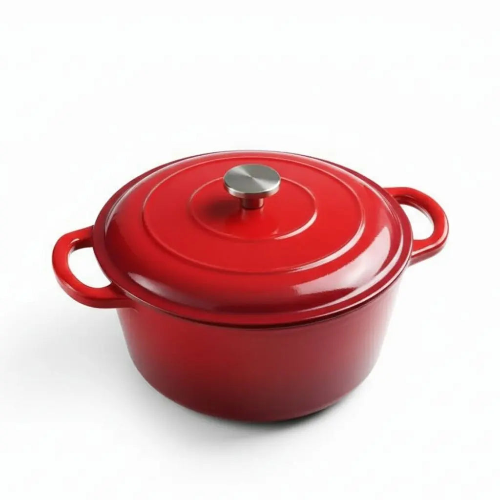 Glasiertem Gusseisen Dutch Oven mit Deckel – Induktionsgeeignetes Bratgeschirr für Suppen und Eintöpfe
