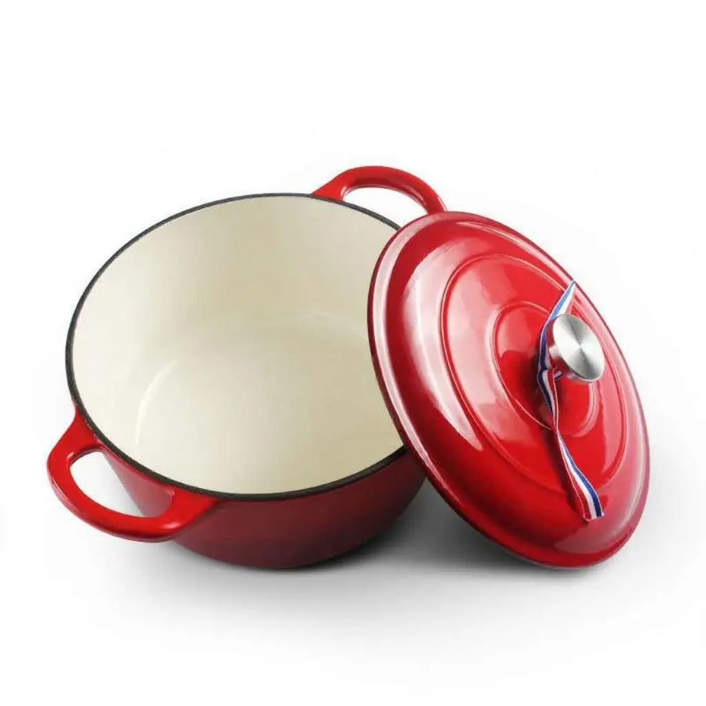 Glasiertem Gusseisen Dutch Oven mit Deckel – Induktionsgeeignetes Bratgeschirr für Suppen und Eintöpfe