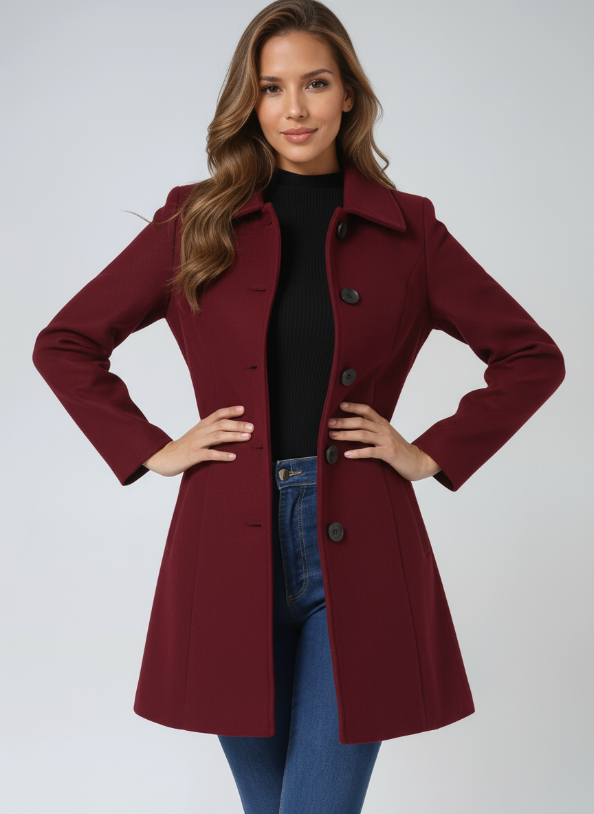 ChicEssence Winter-Trenchcoat | Elegantes und warmes Einreiher-Design für stilvollen Schutz vor der Kälte
