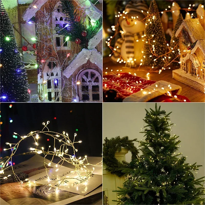 LED Weihnachtsbeleuchtung mit Silberdraht – Bis zu 1000 mehrfarbige LED-Lampen, IP44 für Innen & Außen
