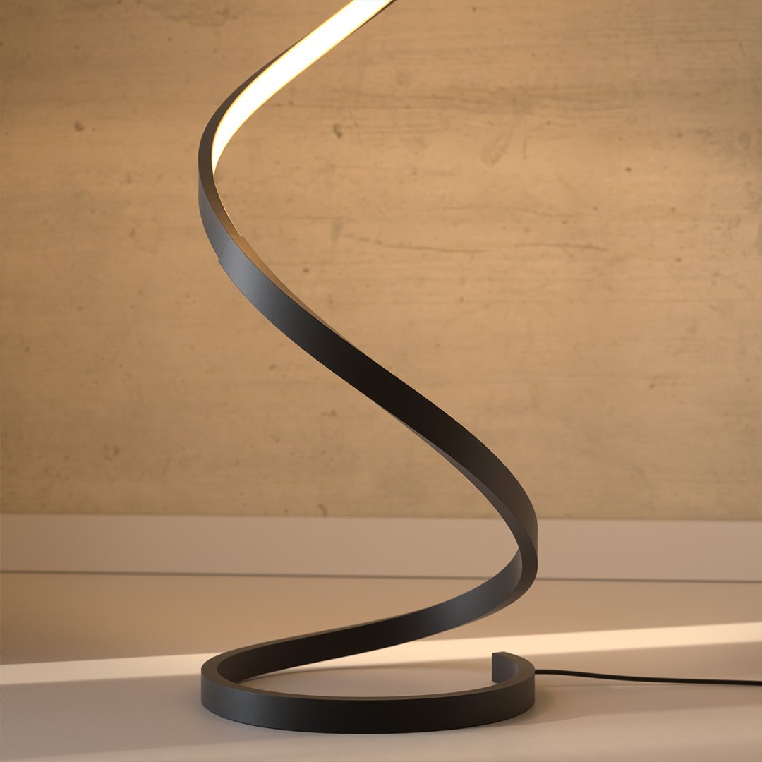 Skulpturale LED Stehlampe – Moderne Spiralform Designlampe