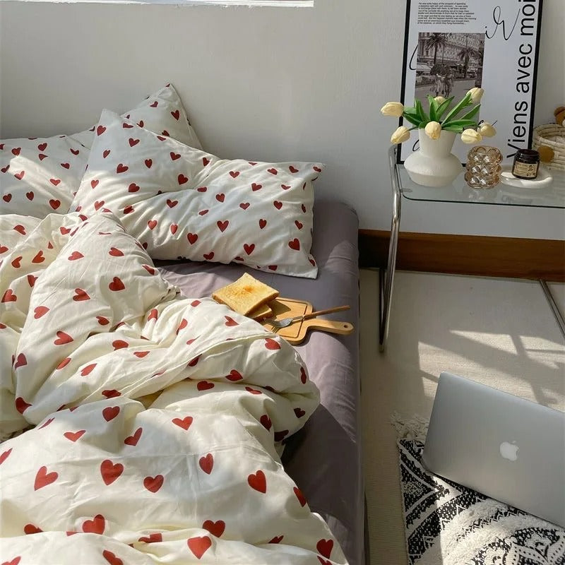 Love Heart Bettwäsche-Set - Elegantes Bettwäsche-Set für das Schlafzimmer