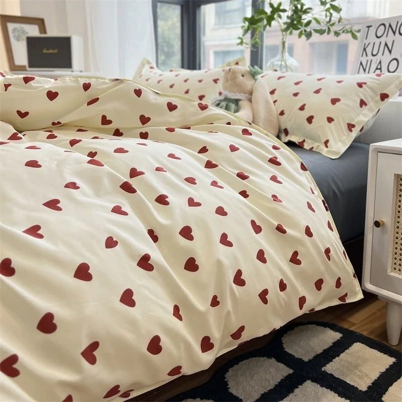 Love Heart Bettwäsche-Set - Elegantes Bettwäsche-Set für das Schlafzimmer