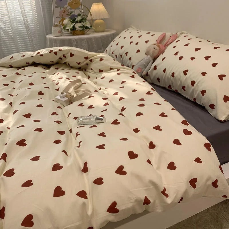 Love Heart Bettwäsche-Set - Elegantes Bettwäsche-Set für das Schlafzimmer