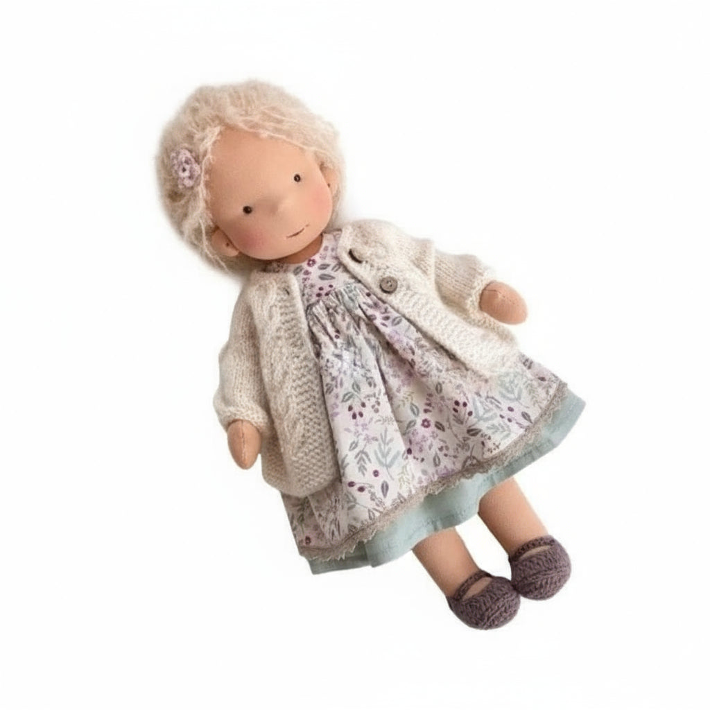 Elora Handgemachte Waldorf-Puppe – Natürliche Baumwoll-Kuschelpuppe für kreatives Spiel