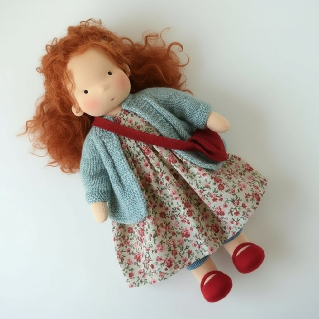 Elora Handgemachte Waldorf-Puppe – Natürliche Baumwoll-Kuschelpuppe für kreatives Spiel